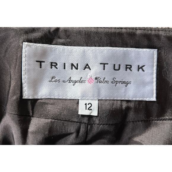 Trina Turk Women’s Size 12 Wool Blend Tweed Blazer Bow Detail - Picture 6 of 7